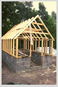 a house being built with wooden framing