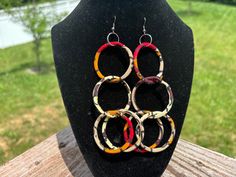 Contemporary, lightweight, multicolored, multi hoop, Ankara/Kortin  fabric earrings, skillfully handcrafted by local Artisans in Ghana. Will definitely compliment any color/style outfit. Traditional Small Hoop Multicolor Earrings, Traditional Multicolor Small Hoop Earrings, Unique Multicolor Small Hoop Earrings, Handmade Multicolor Traditional Hoop Earrings, Handmade Traditional Multicolor Hoop Earrings, Traditional Handmade Multicolor Hoop Earrings, Pretty Lines, Lady Accessories, Earring Inspo