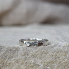 Hammered silver ring. The ring is comfortable fit approx 3mm wide, and is a UK L & Half Simple Paisley, Silver Hammered Ring, Ring For Boyfriend, Chunky Silver Rings, Hammered Silver Ring, Wide Band Ring, Hammered Ring, Chunky Ring, Hammered Rings