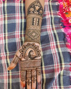 a person's hand with henna tattoos on it