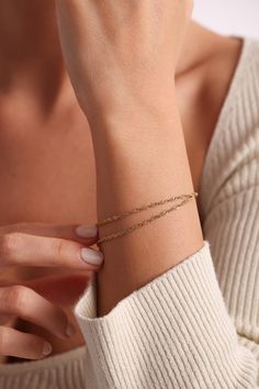 **WELCOME TO GoldenSmithJewelry** ♥ Discover the elegance of our Duo Bead Chain Bracelet, the perfect gift for wife, mom, girlfriend, fiancée, aunt,  grandma, birthday, and special occasions like Christmas and Mother's Day. Our jewelries are also available in silver, rose gold offering a unique and stylish touch for anyone who loves dainty jewelry. **DETAILS** **Material  Solid Sterling Silver 925 **Finish Options - Sterling Silver 925 - Gold Filled - Rose Gold Filled All raw materials are sourc Gold Double Strand Chain Bracelet As Gift, Elegant Bracelet With Satellite Chain As Gift, Gold Double Strand Chain Bracelet For Gift, Gold Delicate Chain Bracelet For Friendship, Dainty Everyday Jewelry With Bracelet Strap, Classic Gold Bracelet With Satellite Chain As Gift, Elegant Satellite Chain Bracelet As Gift, Dainty Everyday Bracelet Jewelry, Gold Bracelets With Satellite Chain For Gift