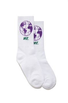 ME. Worldwide Socks - White Melody Ehsani Me Worldwide, Socks Logo, Melody Ehsani, Candle Pins, Winter Jewelry, Men Socks, Anklet Jewelry, Fall Shopping, Selling Online