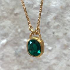 EMERALD PENDANT WRPPED IN 22K GOLD , 1.12 CARAT, DOUBLE ROSE CUT, ON 18K GOLD CHAIN • DESIGNED AND HAND FORGED IN NEW YORK • LENGTH: 18.5 INCHES   Please email info@elihalili.com or call the studio at 212-941-7979 for any inquiries. Emerald Pendant Necklace, Double Rose, Emerald Necklace Pendant, 18k Gold Chain, Emerald Pendant, Jewelry Inspo, 22k Gold, Hand Forged, Rose Cut