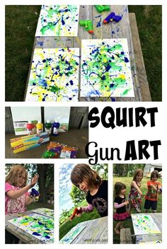 Squirt Gun Canvas Art-Fun Summer Activity- SImplify Live Love Summer Activity For Kids, Fun Summer Activities, Summer Activity, Summer Projects, Summertime Fun, Camping Crafts