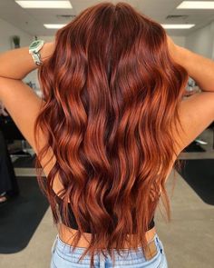 Turn up the heat with bright sizzling style? Check out this hair dye and show off your fiery personality. Red Hair With Copper Balayage, Spicy Copper Hair Color, Dark Red Copper Hair Color, Women’s Hair Color, Rose Copper Hair, Auburn Copper Hair Balayage, Cowgirl Red Hair, Dimensional Red Hair Copper