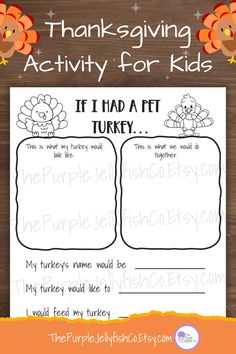 a thanksgiving activity for kids with turkeys on it