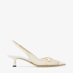 White Fishnet Mesh and Latte Nappa Slingback Pumps | AMITA 45 | Summer 2022 collection | JIMMY CHOO US 2023 Wedding Trends, Jimmy Choo Wedding Shoes, Nordic Wedding, Event Shoes, White Fishnets, Wedding Outside, Bridal Handbags, Bridal Flats, Heels White