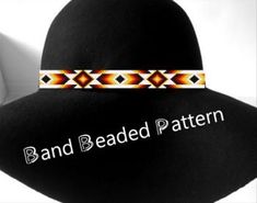 a black hat with a band beaded pattern on it