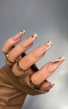 Ongles Beiges, Her Nails, Neutral Nails, Brown Nails, Marble Nails, Acrylic Nails Coffin