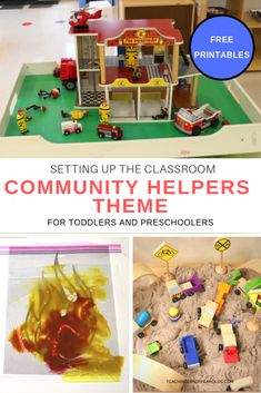 a collage of photos with the words community helpers theme and pictures for toddlers and preschoollers