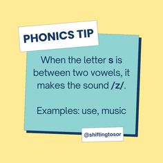 the words phonics tip written on a piece of blue paper next to a yellow background