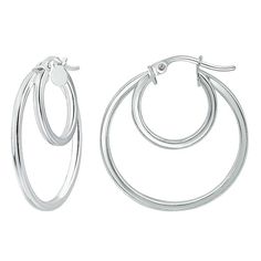 Complement your favorite looks with these Aleure Precioso double hoop round earrings. Complement your favorite looks with these Aleure Precioso double hoop round earrings.Click on this JEWELRY & WATCHES GUIDE to learn about fit, styles, materials and more! Diameter: 25 mm Backings: click-it Metal: sterling silver Plating: 18k gold flash plated, sterling silver Finish: polished Packaging: pouch Nickel free Size: One Size. Color: Silver Tone. Gender: female. Age Group: adult. Packaging Pouch, Jewelry Earrings Hoops, Round Earrings, Gender Female, Free Size, Jewelry Watches, Age Group, Silver Tone, 18k Gold