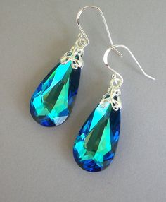 Bermuda Blue earrings Swarovksi crystal teardrops by Mindielee, $34.00 Crystal Teardrop Earrings, Teal Earrings, Light Earrings, Aquamarine Crystal, Blue Gift, Swarovski Crystal Earrings, Birthstone Gifts, Square Earrings, Swarovski Earrings