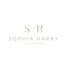 the logo for sophiia harry hair and beauty, which has been designed to look like