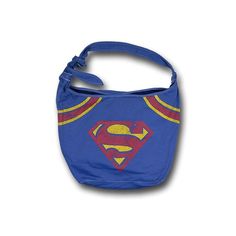 Bioworld DC Comics Superman Logo Hobo Bag Everyday Cotton Shoulder Bag With Logo, Retro Cotton School Bag, Casual Canvas Shoulder Bag With Logo, Retro Cotton Shoulder Bag, Retro Blue Cotton Bag, Cotton Retro Shoulder Bag, Superman Images, Superman Symbol, Superman Logo