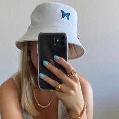 Butterfly Bucket Hat, Embroidered Bucket Hat, Fashion Tips For Men, Margaret Howell, Cute Hats, Fashion Tips For Women, Style Streetwear, Looks Style, Blue Butterfly