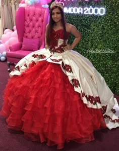 Red And White Charro Quinceanera Dress, Red And White Quince Dress, Quinceanera Dresses Red And White, Quince Charro Dresses, Charo Quinceanera Dresses, Red Charro Quinceanera Dress, Elegant Quince Dresses