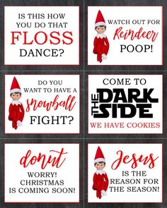 six christmas cards with the words do you have a dark side?, don't worry