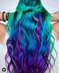 Bisexual Wallpaper, Exotic Hair Color, Fire Hair, Galaxy Hair, Multi Colored Hair, Teal Hair