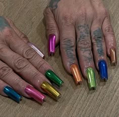 Doechii Nails, Short Punk Nails, Oldies Nails, Chrome Nail Ideas, Chrome Manicure, Abstract Nail, French Manicures, Abstract Nail Art