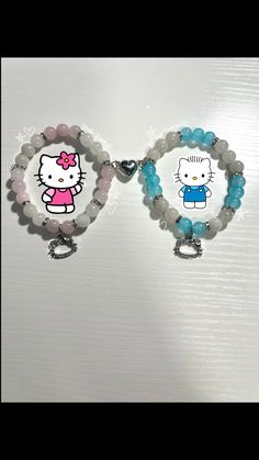 Matching Hello Kitty Bracelets, Hello Kitty Matching Bracelets, Hello Kitty Bracelets, Trio Bracelets, Hello Kitty And Dear Daniel, Dear Daniel, Bracelet Inspo, Anime Jewelry