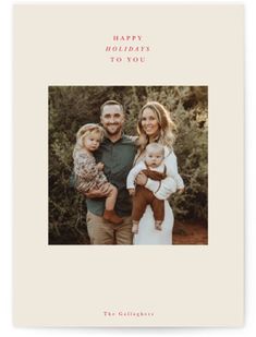 a family holiday card with the words happy holidays to you