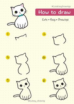 how to draw a cartoon cat step by step instructions for kids and beginners with pictures