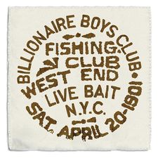 a white towel with brown lettering on it that says billonware boys club, new york