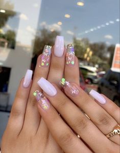 Butterfly Nail Designs, Pink Nail Designs, Summer Acrylic Nails, Nails Pink, Pink Nail, Butterfly Nail, Pink Acrylic Nails, Glitter Nail, Coffin Nails Designs