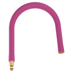 a pink hose with a gold end on a white background