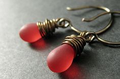 BRONZE Earrings - Clouded Red Dangle Earrings. Drop Earrings. Wire Wrapped Earrings. Handmade Jewelry. by TheTeardropShop from The Teardrop Shop. Find it now at http://ift.tt/1i5FQOt! Teardrop Jewelry, Cluster Bracelets, Valentines Sale, Bronze Earrings, Celestial Necklace, Earrings Wire, Wrapped Earrings, Artisan Earrings, Moonstone Bracelet