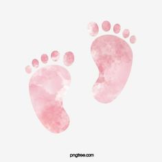 two pink footprints are shown against a white background