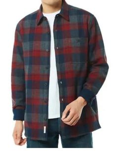 Elevate your wardrobe with this stylish Weatherproof Vintage men's flannel fleece shirt in a vibrant red hue. The long sleeve button-up shirt is made from high-quality flannel fabric, providing warmth and comfort. The shirt features a plaid pattern that complements the red color and adds a classic touch to the overall look. The shirt is designed for the modern man and is available in size Large. It is perfect for casual outings and can be paired with jeans or chinos. The closure is through buttons, and the shirt has a regular size type. The brand is Weatherproof, and the fabric type is flannel. Buy this shirt today and upgrade your wardrobe! Winter Streetwear Shirt With Button Closure, Red Flannel Shirt For Fall, Red Shirt With Casual Collar For Fall, Collared Flannel Shirt For Winter Streetwear, Winter Streetwear Collared Flannel Shirt, Long Sleeve Flannel Shirt For Streetwear, Red Flannel Long Sleeve Top, Red Shirt For Fall Streetwear, Red Flannel Shirt For Winter