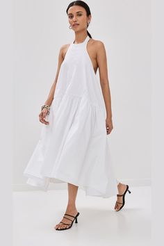 Azeeza Winston Midi Dress Hand Dyed Silk, Silk Dyeing, India Fashion, White Brand, White Midi Dress, Halter Neckline, Poplin Fabric, Trend Setter