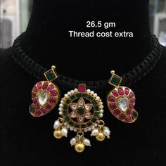 New Necklace Authentic Silver With Pearls And Gemstones. Dori Designs, Ruby Necklace Designs, Small Gold Necklace, Blouse Works, Mangalsutra Design, Gold Temple Jewellery, Black Beads Mangalsutra, Indian Jewelry Earrings, Black Beads Mangalsutra Design