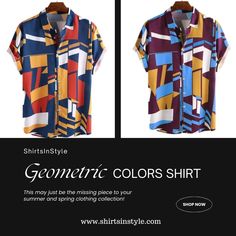 Stand out from the crowd with our Geometric Colors Shirt! 🌈👕 This vibrant and stylish shirt features a mesmerizing geometric pattern that adds a pop of color to any outfit. Made with high-quality fabric, it offers comfort and durability throughout the day. Whether you're going for a casual look or want to make a fashion statement, this shirt is a versatile choice. #ShirtsInStyle #GeometricColorsShirt #VibrantAndStylish #Eye-CatchingPattern #PopOfColor #ComfortAndDurability #CasualFashion Three Color Combinations, Spring Clothing, The Missing Piece, Missing Piece, Stylish Shirt, The Missing, Geometric Designs, Stylish Shirts, Fashion Statement