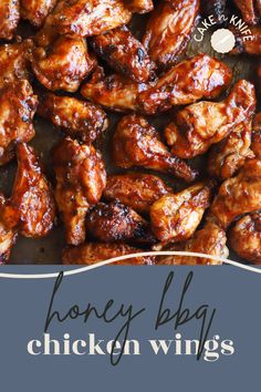 honey bbq chicken wings with text overlay