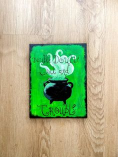 there is a painting on the wall that says, you should eat soup and trouble