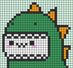 a pixellated image of a green monster