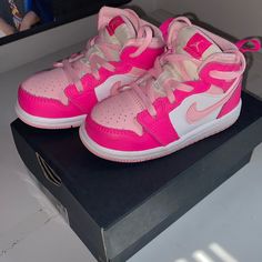 Size 6c Never Worn ; Brand New In Box Ready For A New Home Bundle And Save Pet Free / Smoke Free Home Pink High-top Sneakers For Playtime, High-top Pink Sneakers For Playtime, Pink Low-top Sneakers For Daycare, Baby Jordan Shoes, Baby Jordans, Retro Jordans 11, Jordan Retro 12, Nike Air Jordan 5