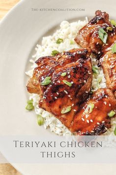 Teriyaki chicken thighs Recipe For Teriyaki Chicken, Teriyaki Chicken Thighs, Ginger Cocktails, Teriyaki Glaze, Chicken Teriyaki Recipe, Miso Glaze, Boneless Skinless Chicken Thighs, Grill Grates, Skinless Chicken Thighs