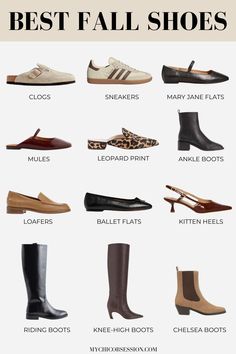 Are you building your fall capsule wardrobe and looking for the best fall outfits women? These are the best fall shoes you need for the season to create so many stylish outfits! Fall Brown Shoes, Fall Women Shoes, Fall Business Casual Outfits For Women Work Shoes, Fall Shoes Outfit, Shoes Capsule Wardrobe, Shoe Games