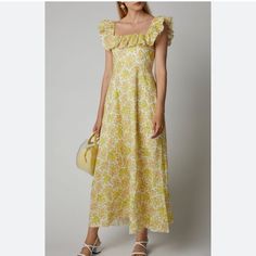 Brand New ! No Sign Of Wear ! Label Size 0 =Us Size 2 Ruffle Long Dress, No Sign, Yellow Floral, Label Sizes, Long Dress, Size 2, Brand New, Womens Dresses, Women Shopping