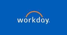 the word workday on a blue background with an orange and white circle in the center