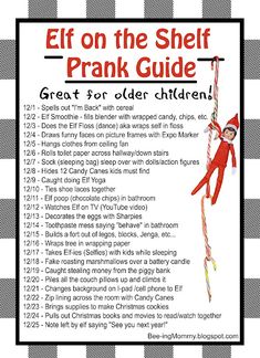 the elf on the shelf prank guide is shown in black and white checkered paper