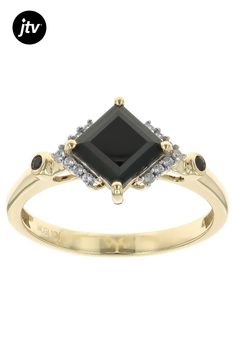 1.30ctw Square And 0.04ctw Round Black Spinel With 0.09ctw Round White Zircon 10k Yellow Gold Ring. Measures Approximately 0.46"L x 0.26"W. Accent stones primarily zircon. Black Spinel, Yellow Gold Ring, 10k Gold, Yellow Gold Rings, Gold Ring, Gold Rings, Wedding Rings, Yellow Gold, Square