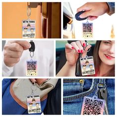 a collage of photos with qr code tags on them