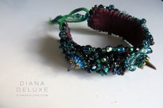 Adjustable spike bracelet  glam rock jewelry  bead by DianaDeluxe Trendy Beaded Crystal Bracelet For Party, Trendy Crystal Bracelet With Colorful Beads For Party, Trendy Colorful Beaded Crystal Bracelet For Party, Trendy Colorful Crystal Bracelet For Party, Adjustable Bling Beaded Bangle Bracelets, Trendy Faceted Beaded Bracelets For Party, Unique Handmade Bracelets For Party, Adjustable Crystal Bracelet With Faceted Beads For Parties, Crystal Beaded Bracelets With Faceted Beads For Parties