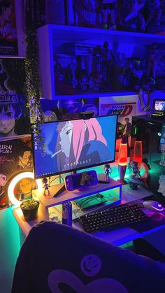 a desktop computer sitting on top of a desk next to a keyboard and mouse pad