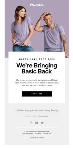 the website for men's clothing store, we're bringing basic back orders